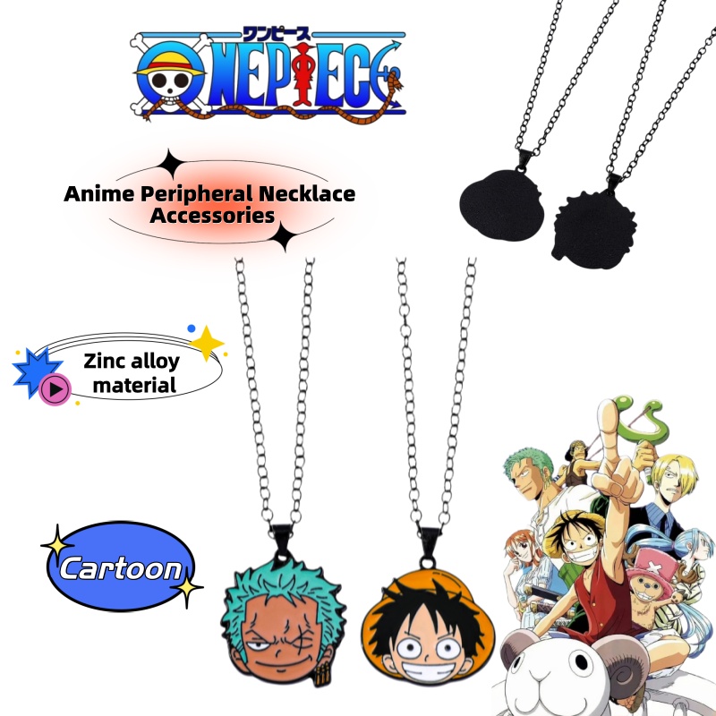 Luffy Anime Merchandise - สินค้าอนิเมะวันพีซ สร้อยคอสร้างสรรค์ เครื่องประดับการ์ตูน ลูฟี่ โซโล จี้หยดน้ำมัน