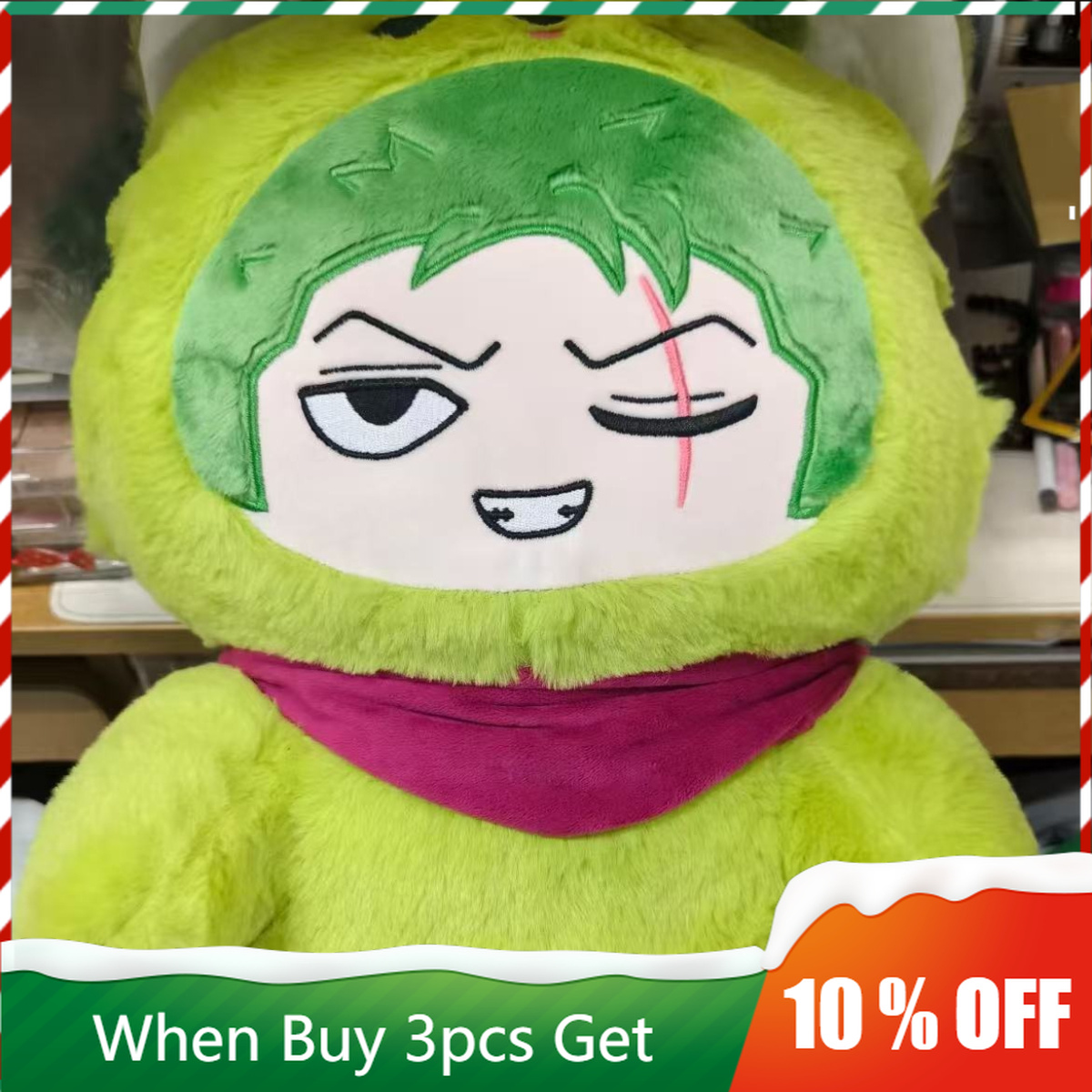 Anime One Piece Merchandise - หมอนอิงตุ๊กตาหนานุ่มลายวันพีซ ซีรีส์หูแมว ขนาดใหญ่ ลูฟี่ ซันจิ นามิ