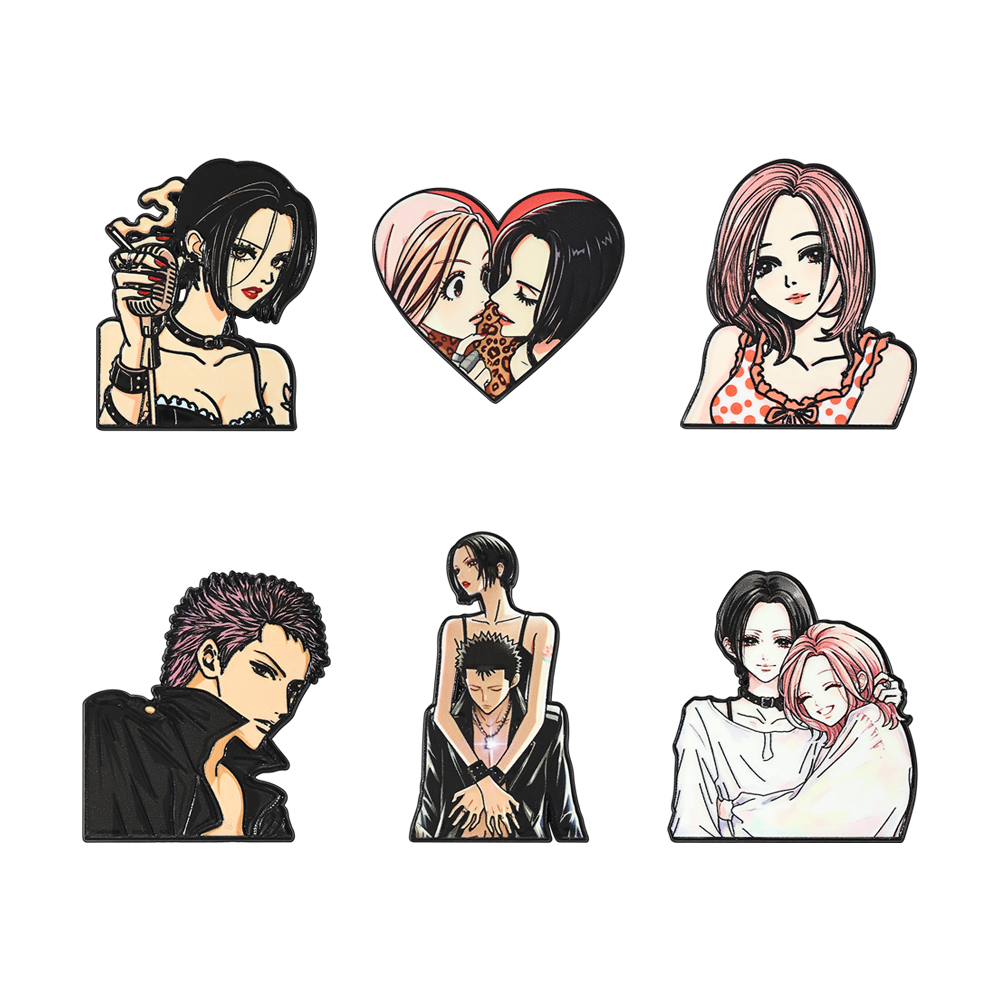 Nana Anime Merchandise - ชุดเข็มกลัดเคลือบลายสาวมังงะสไตล์พังก์วินเทจ 6 ชิ้น เข็มกลัดโลหะผสมลายนานะ เครื่องประดับแฟชั่นสำหรับกระเป๋าเป้ ของขวัญคอสเพลย์