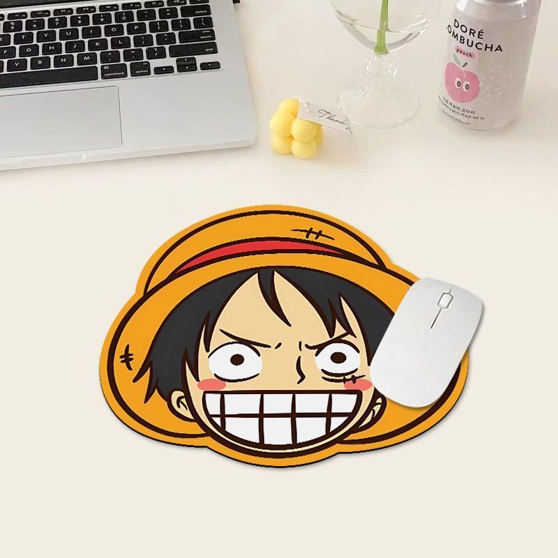 Anime One Piece Merchandise - แผ่นรองเมาส์วันพีช ลูฟี่,แผ่นรองโต๊ะคอมพิวเตอร์ขนาดเล็ก, แผ่นรองคีย์บอร์ดทรงกลมกันลื่นสำหรับสำนักงาน, การ์ตูนน่ารัก, ของขวัญสำหรับเพื่อน