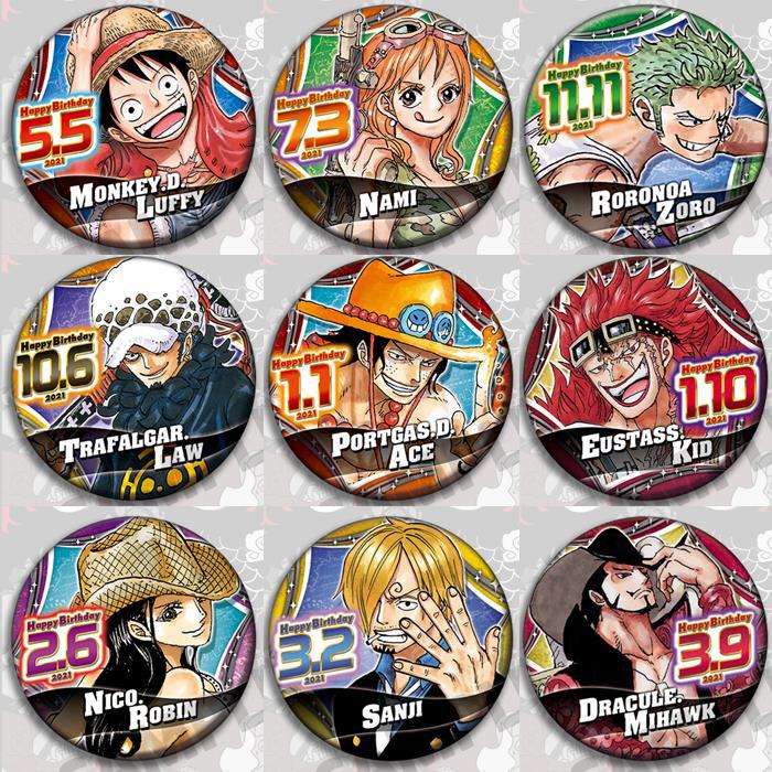 Luffy Anime Merchandise - ชุดเข็มกลัดอนิเมะวันพีซ ลูฟี่ เอซ โซโล โรบิน ซันจิ